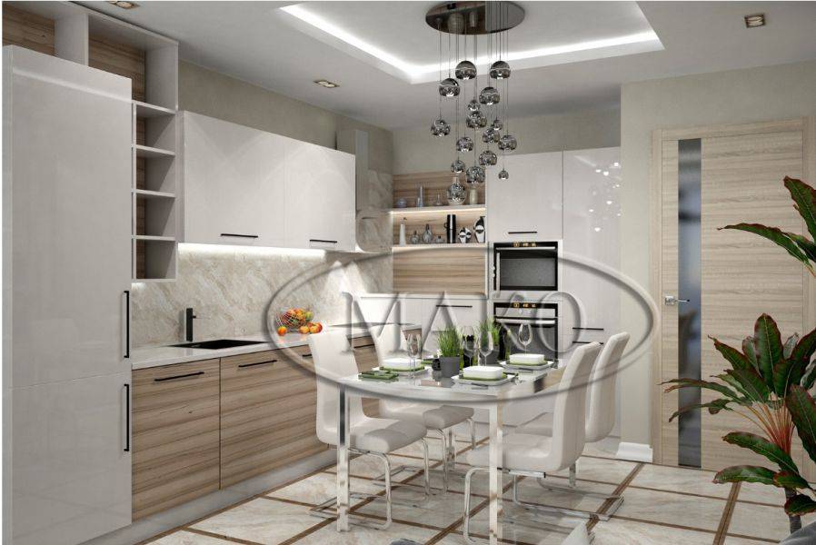 современная светлая кухня в Тюмени