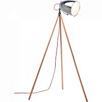 торшер chromatic tripod хром на деревянном основании в Тюмени