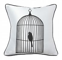 подушка с птичкой в клетке birdie in a cage white в Тюмени