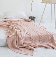комплект плед с косами (180*220) и 2 наволочки (50*50) св. персик в Тюмени