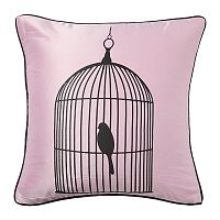 подушка с птичкой в клетке birdie in a cage pink в Тюмени