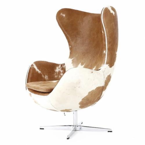 кресло egg chair коричнево-белое в Тюмени