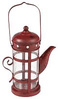 подсвечник-фонарь красный в виде чайника с ручкой old kettle, 27 см в Тюмени