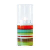 подсвечник фарфоровый разноцветный в горизонтальную полоску со стеклом selva, 20 см в Тюмени