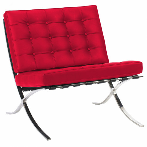 кресло barcelona chair кожа красное в Тюмени