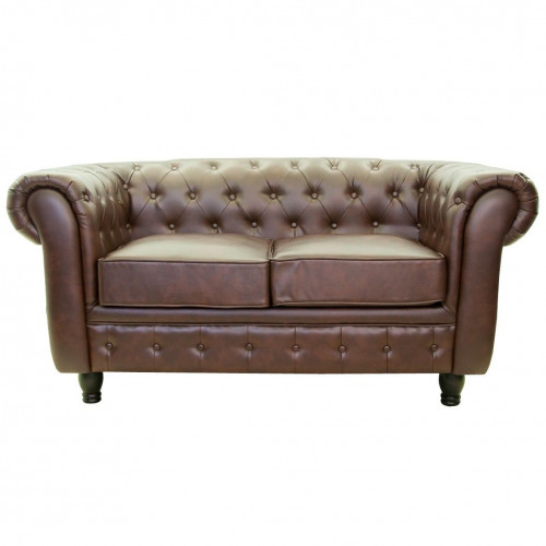 диван chesterfield двухместный прямой коричневый в Тюмени