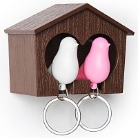 держатель+брелок для ключей двойной sparrow коричневый-белый-розовый в Тюмени