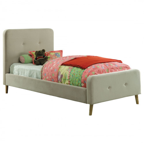 кровать button tufted flannelette beige 140х200 в Тюмени