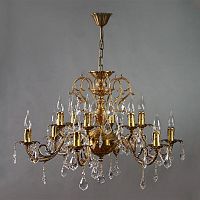 подвесная люстра ambiente alicante 8888/6+6 ab leaf crystal бронза в Тюмени