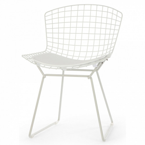 стул bertoia side кожаный standart белый в Тюмени