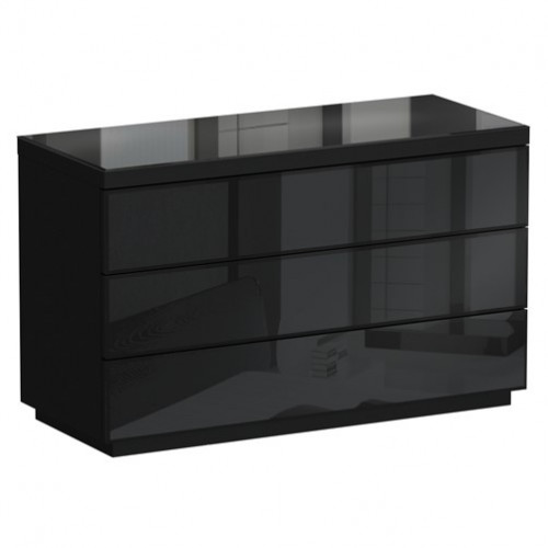 комод kristal 3 ящика черный глянец в Тюмени