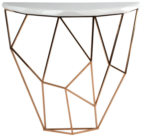 консоль geometric 100x38x90 золото, белая столешница в Тюмени