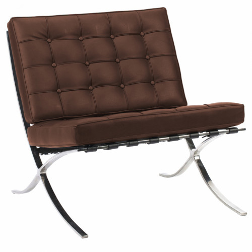 кресло barcelona chair экокожа коричневое в Тюмени